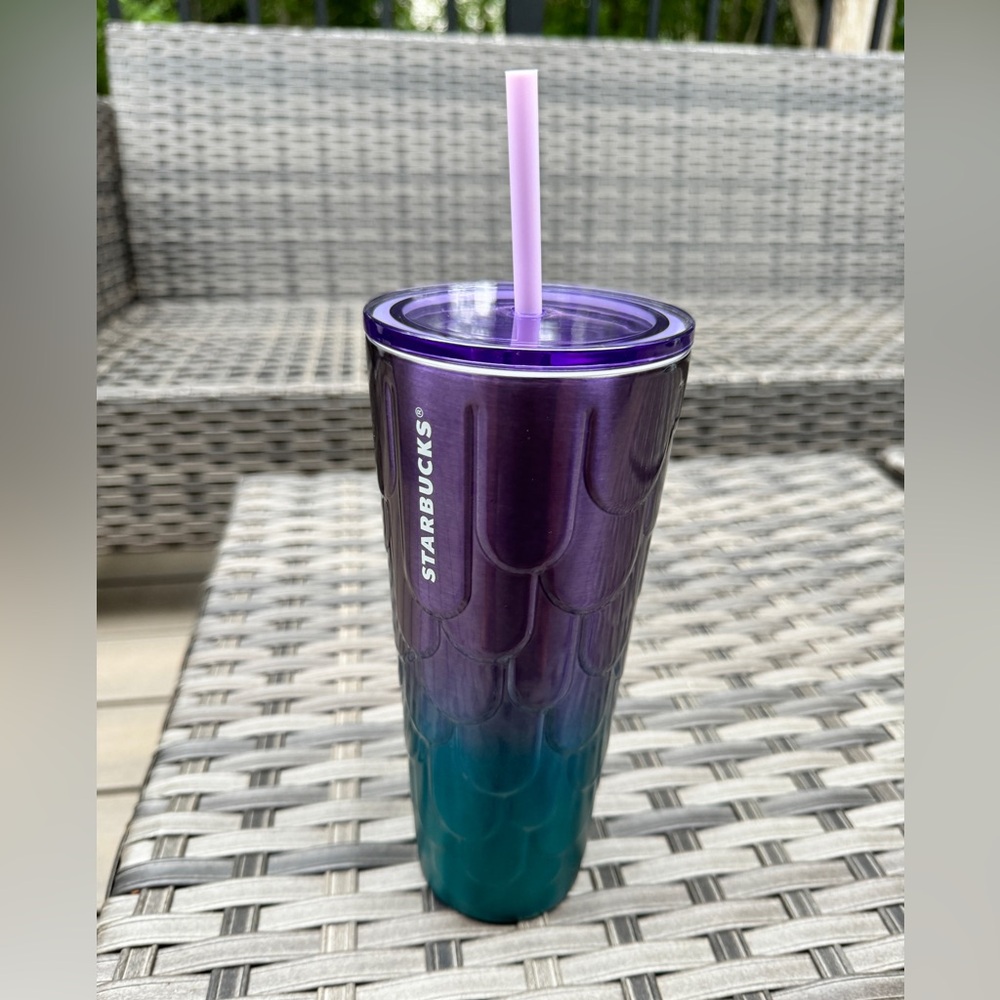 NWT Starbucks Stainless 24 oz cup purple and aqua.